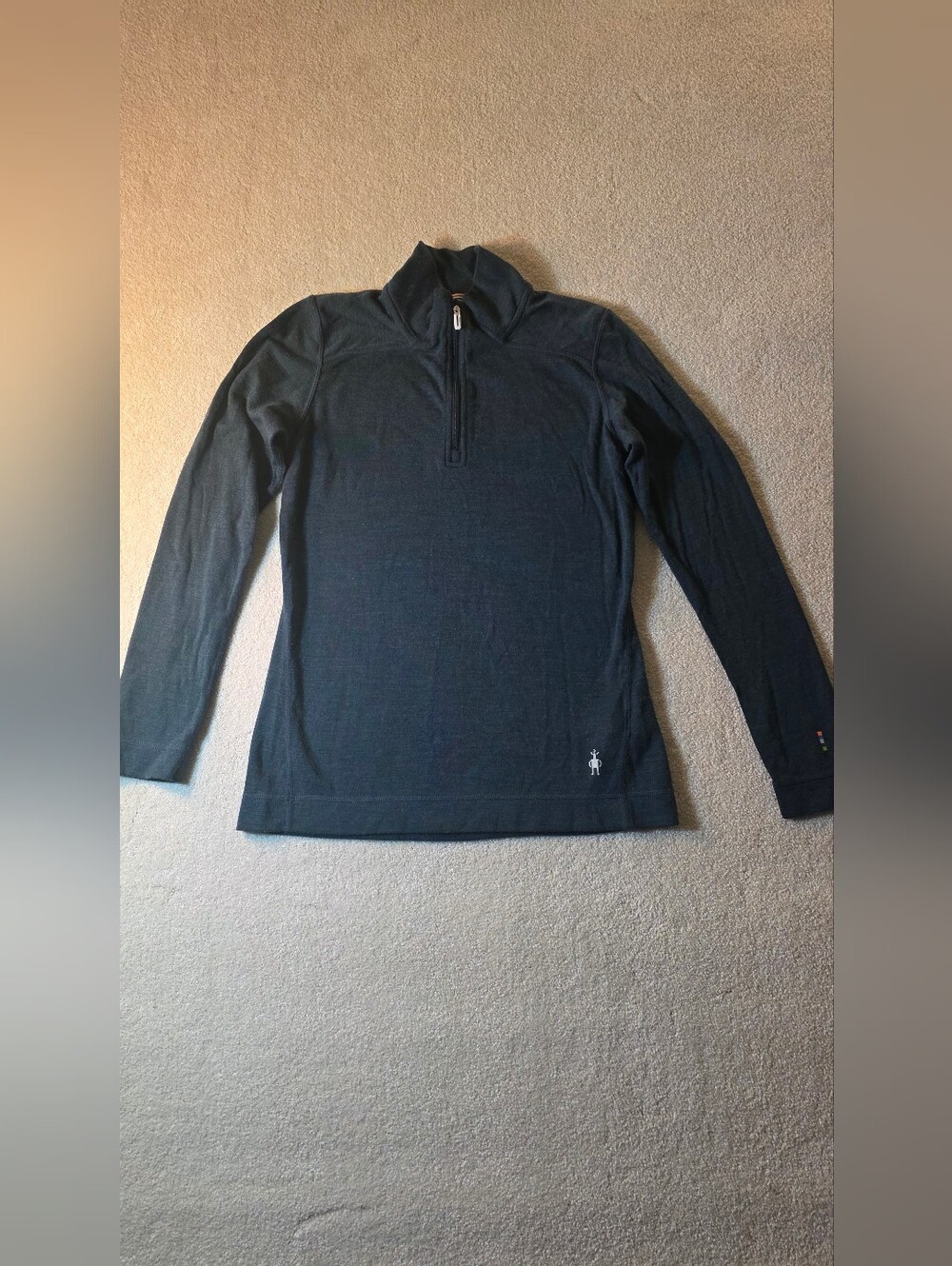 Smartwool Classic Thermal Merino Quarter Zip Base Layer Top Deep Navy Womens M